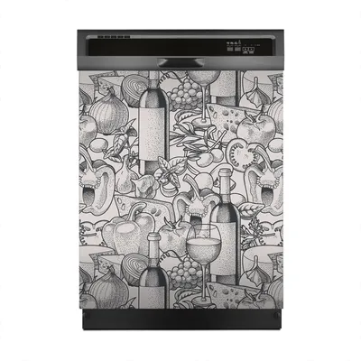Produktbild von Magnete Dekorative 60x70 cm Küche Magnetmatte Spülmaschine - gezogener Wein und Gemüse