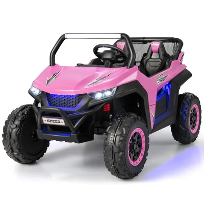 Produktbild von COSTWAY 2místné dětské auto s dálkovým ovládáním 2.4G, 12V dětské UTV s hudbou a světlomety, 2-4 km/h, pro děti od 3 let Růžové