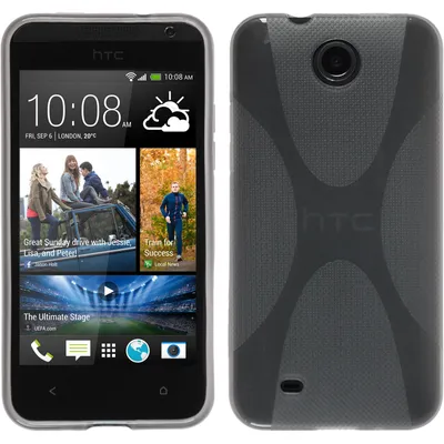 Produktbild von PhoneNatic Case kompatibel mit HTC Desire 300 - grau Silikon Hülle X-Style + 2 Schutzfolien