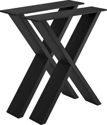 Produktbild von Bankkufe Etsi X-Form 380 mm Stahl schwarz pulverbeschichtet strukturiert - RAL 9005 - Tragkraft 100 kg/Kufe - 2er-Set