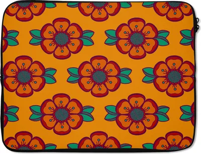 Produktbild von MuchoWow® Laptop Hülle 15 Zoll Design - Retro - Rosen - Orange Laptoptasche - Laptoptasche - Sleeve - Rundum-Schutz
