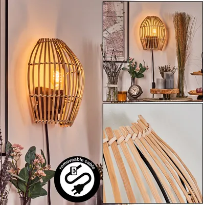 Produktbild von Argenta Wandlampe aus Metall/Bambbus in Schwarz/Naturfarben