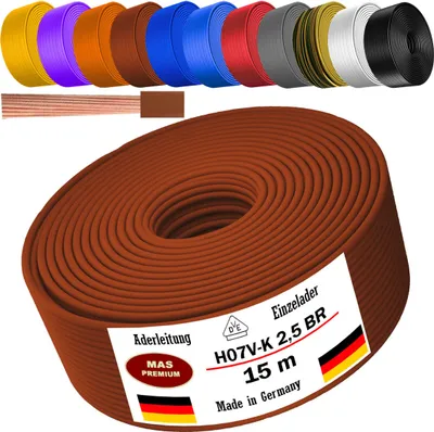 Produktbild von 15m Aderleitung H07 V-K BR 1x2,5 mm² Braun Einzelader flexibel