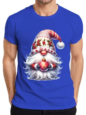 Produktbild von Niedlicher Weihnachtszwerg mit Weihnachtskugel und Holunderdesign Herren T-Shirt, Blau, S