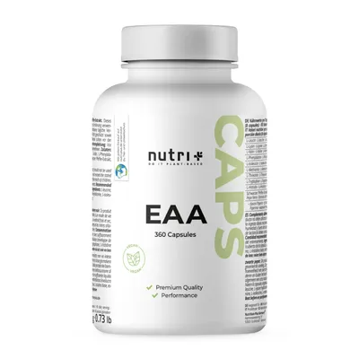 Immagine prodotto di nutri+ capsule EAA - aminoacidi essenziali vegani - 360 capsule ad alto dosaggio