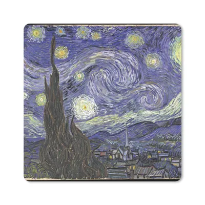 Produktbild von MuchoWow® Mauspad Mousepad Sternennacht - Vincent van Gogh 20x20 cm - Mousepads - Maus Mat - Pad - Mausunterlage - Desk Mat - Bureauartikeln