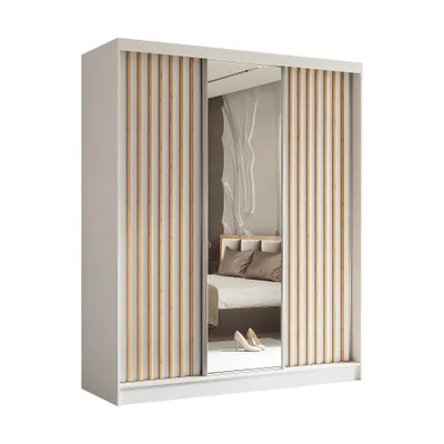 Produktbild von AX LIVING Cabinio Schwebetüren Kleiderschrank Weiß  Eiche Artisan 180