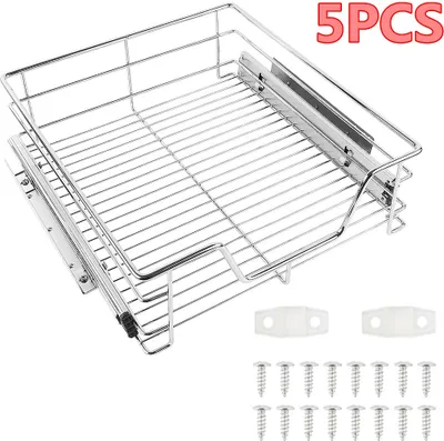 Produktbild von 5x Teleskopschublade Küchenschublade 50cm, Küchenschrank Einhängeschublade Korbauszug Schlafzimmerschränke