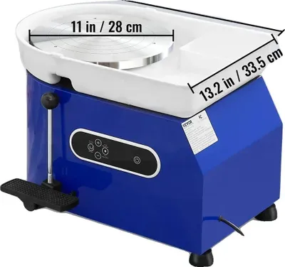 Zdjęcie produktu dla Elektryczne koło garncarskie, 60–300 obr./min, średnica 11 cali, 450 W, 8 kg, niebieskie
