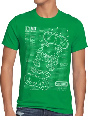 Produktbild von style3 SNES Controller Blaupause Herren T-Shirt 16-Bit Videospiel