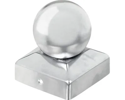 Produktbild von Pfostenkappe Edelstahl mit Kugel, 70 x 70 mm