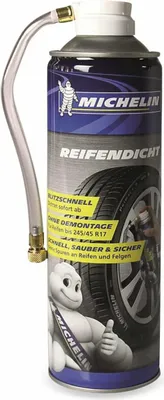 A can of Michelin tire sealant with a hose attachment.