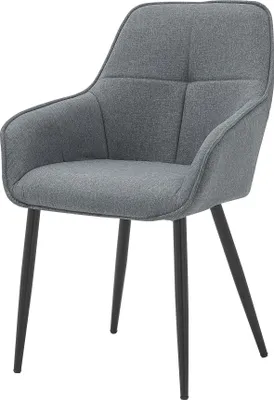 Produktbild von Möbilia Armlehnstuhl | Bezug Leinen | Gestell Metall | gesteppter Rücken | B 55 x T 46 x H 86 cm | grau-schwarz | 10020016 | Serie STUHL