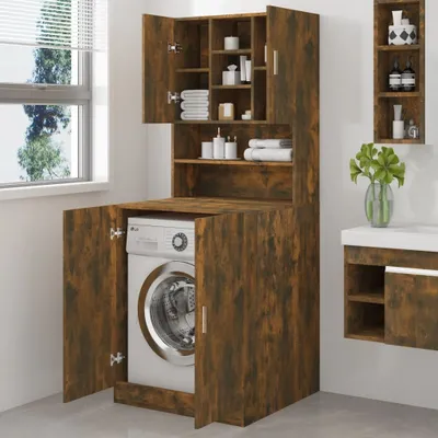 Produktbild von "Winterschlussverkauf " Waschmaschinenschrank - CLORIS - Badezimmerschrank - schlichte Design - Räuchereiche Holzwerkstoff - DEMöbel9976112