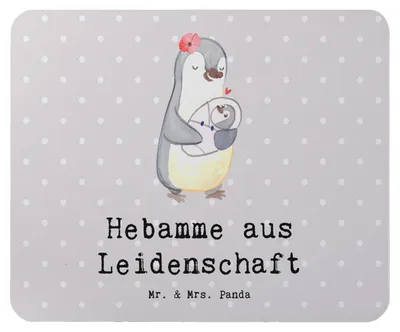 Produktbild von Mr. & Mrs. Panda Mousepad Hebamme Leidenschaft - Grau Pastell - Geschenk, computer, Mauspad, Mouse Pad, Kollegin, laptop, Geburtshelfer, pc