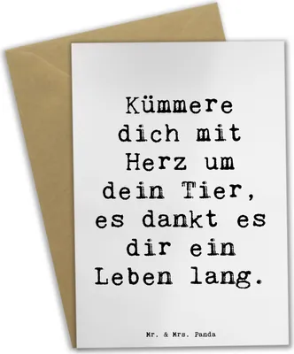 Produktbild von Mr. & Mrs. Panda Glückwunschkarte Spruch Haustiere pflegen - Weiß - Geschenk, Tierliebe, Ermutigung, Vertrauem, Klappkarte, einladungskarten, liebevolle Tierpflege, Trost