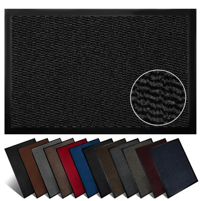 Produktbild von Furni24 Fußmatte Schmutzfangmatte 40 x 60 cm Anthrazit/Schwarz – Rutschfeste Waschbare Türmatte für Innen- & Außenbereich