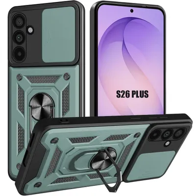 Image de Coque pour Samsung Galaxy S26 Plus, Protection Renforcée avec Cache Caméra Anti-Rayures - Vert