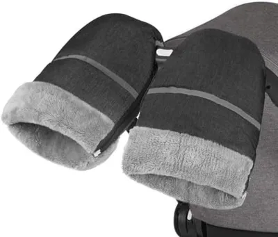 Produktbild von PromoHome® Kinderwagen Handmuff – Wasserdicht und Winddicht Fleece Handwärmer für Kinderwagen – Grau