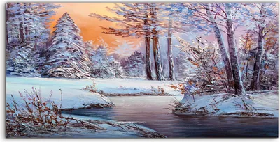 Produktbild von Coloray - Glasbild - 100x50 cm - Wandbild - Glasbilder - Landschaft Weihnachts Wald mit Fluss