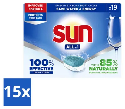 Produktbild von 15 x Sun All-in-1 Geschirrspültabs - Neutral - Vorteilspackung - 15 Stücke