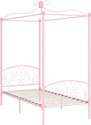 Obrázek produktu pro vidaXL Rám postele s baldachýnem Pink Metal 90 x 200 cm