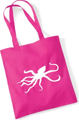 Produktbild von Huuraa Jutebeutel Oktopus Silhouette 10 Liter Fuchsia Baumwolle Tasche Geschenkidee