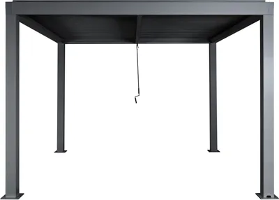 Produktbild von Pergola HWC-L46, Gartenpavillon Lamellen-Pavillon, 10cm-Aluminium-Gestell, Regenrinne sturmfest, 3x3m  anthrazit