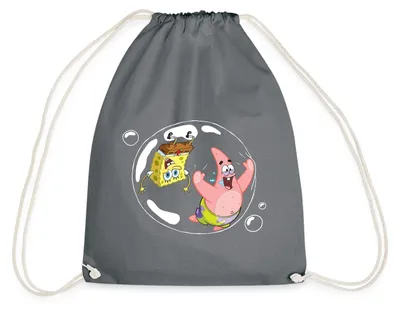 Produktbild von Spreadshirt Spongebob Schwammkopf Mit Patrick In Einer Blase Turnbeutel, One size, Grau