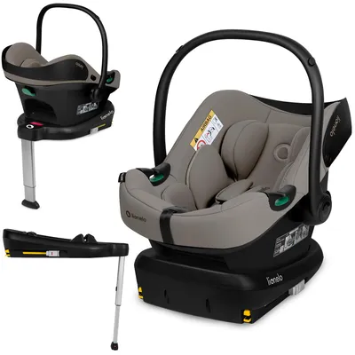 Obrázok produktu pre Detská autosedačka Lionelo ASTRID I-SIZE SET, od narodenia do 87 cm, od 1 kg do 16 kg, veľmi pevný rám, moderný dizajn, nastavenie výšky – béžová taupe