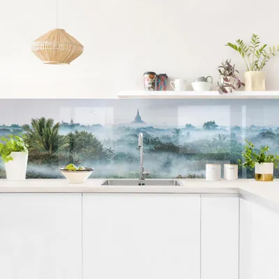 Produktbild von Küchenrückwand Wald selbstklebend - 0.35 mm Wandpaneel wasserfest Asien grün Motiv Spritzschutz fugenlos