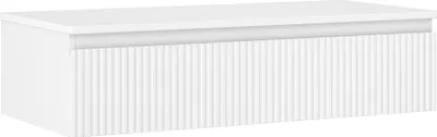 Produktbild von Mexen Rivel Badezimmerschrank 100 cm mit Platte, 1 Schublade, gerillt, weiß matt - 91A20-10023-1-BFC01