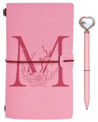 Produktbild von Notizbuch mit Stift A5 Rosa Kunstleder Nachfüllbar Tagebuch Skizzenbuch Geschenk