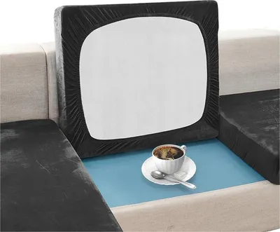 Produktbild von Elastischer Velours-Sitzkissenbezug für Sofa 80–100 cm in Schwarz – Schonbezug