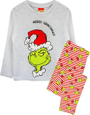 Produktbild von The Grinch - "Merry Grinchmas" Schlafanzug mit langer Hose für Jungen NS7503 (116) (Grau/Rot)