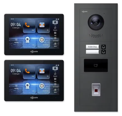 Produktbild von Goliath Premium 2-Draht GL-HB240A.3 Video-Türsprechanlage, 2 Familien, 2× 7 Zoll Schwarz, Anthrazit, Aufputz