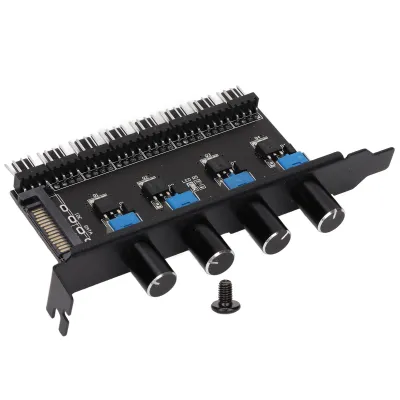 Obrázok produktu pre PC Fan Hub 8 kanálov, 4 otočné gombíky, PWM regulátor otáčok ventilátora pre CPU, skriňu, HDD, VGA, vodné chladenie