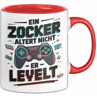 Produktbild von Gamer Geburtstag Tasse Geschenkidee Gamer Wird Nicht Älter (Rot)