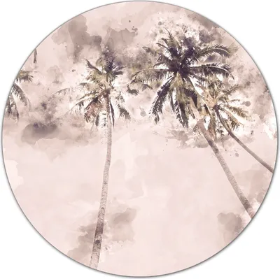 Produktbild von Glas Schneidebrett Herdabdeckplatten Schneideplatten Rund - 40 cm - Palm bäume Kunst
