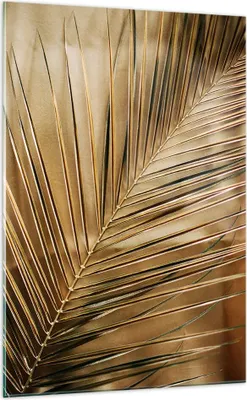Produktbild von Bilder auf glas - Einteilig - Blatt Gold Pflanze - 70x100cm - Glasbilder - Wandbilder - Bilder - zum Aufhängen bereit - Wanddekoration aus Glas - Glas Bilder - Wandbild auf Glas - GPA70x100-5041
