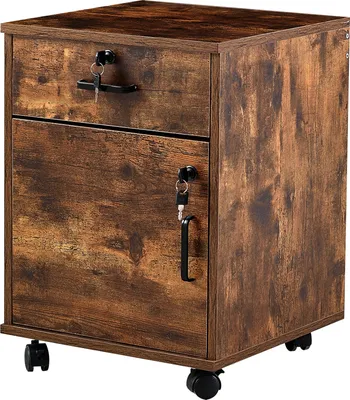 Produktbild von CLIPOP Aktenschrank Rollcontainer, mit abschließbarer Schublade und Tür, Braun