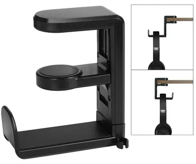 Produktbild von Kopfhörerhalter Headsethalter Headset-Haken - 360 Grad drehbar - Verstellbare Klemme 0,5 bis 3,9 cm - Schwarz