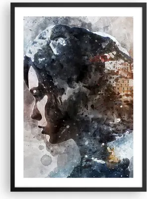 Produktbild von Gerahmtes Poster - Schwarzer Rahmen - Frau Abstraktion - 50x70 cm - Wand Bild - Wanddeko - Wandbilder - Kunstposter - Wandposter - Bilderrahmen - Bilder - Kunstdruck - Wandbild - P2BPA50x70-3956