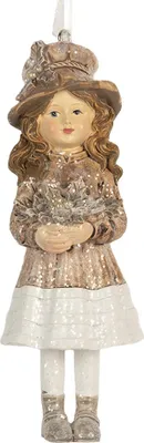 Image de Clayre & Eef Pendentif de Noël Enfant 12 cm Beige Plastique