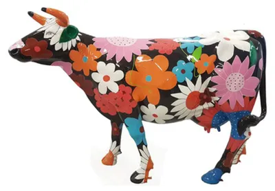 Immagine prodotto di Figura dipinta colorata Statua Mucca Scultura Decorazione Giardino Statue 147x210m Nuovo