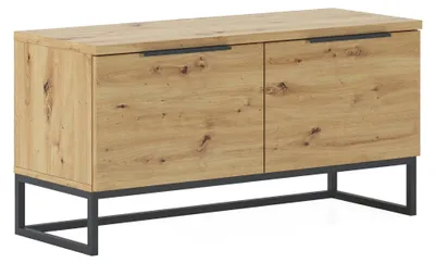 Produktbild von Dmora Bank Sciara 98x37x50h cm Braun Eichenholz, Regalfarbe Braun, Gestell aus Metall