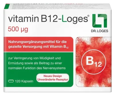 Obrázok produktu pre Vitamín B12-Loges 500 μg kapsúl 120 kapsúl