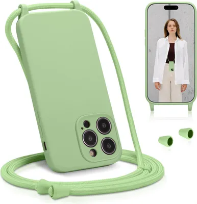 Produktbild von Handyhülle zum umhängen für iPhone 13 Pro Max Hülle mit Band Case Handykette Kameraschutz, Grün