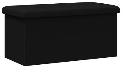 Image de vidaXL Banc de rangement pliable, noir, capacité de 180 kg, volume de 80 litres, dimensions : 77 x 38 x 38 cm