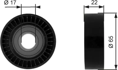 Produktbild von GATES T36257 Umlenkrolle Keilrippenriemen 65mm passend für MERCEDES-BENZ A-Klasse (W169) B-Klasse (W245) A-Klasse (W168)